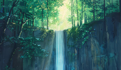 Waterfall Green Indoor Outdoor Tablecloth for Home Decor