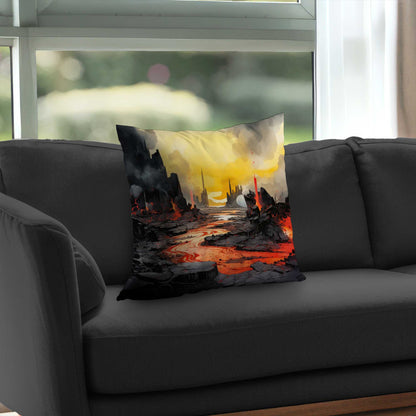 Charred Yellow Poly Twill Throw Pillow - Home Decor Insert