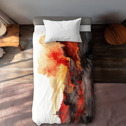 Minimalist Flow Orange Duvet Cover | Stylish Home Decor