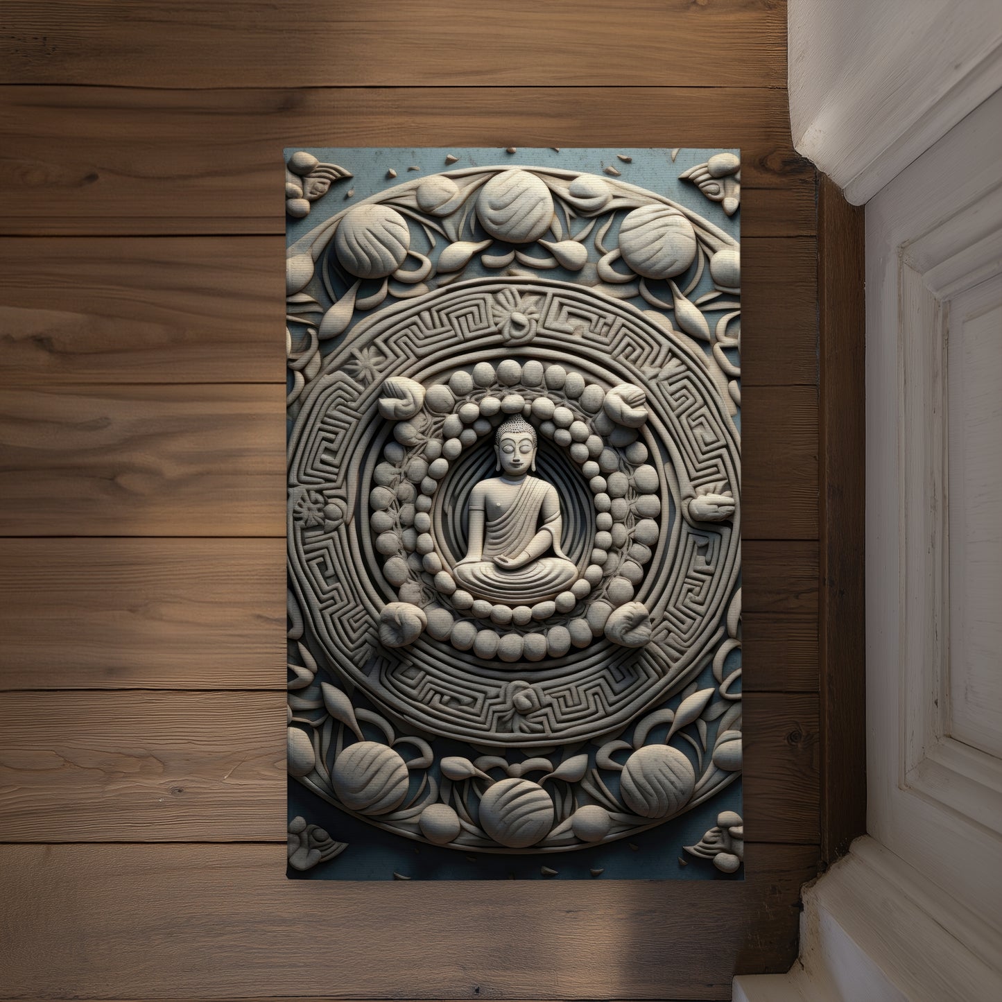 Spiritual Peace White Indoor Outdoor Door Mat | Home Decor