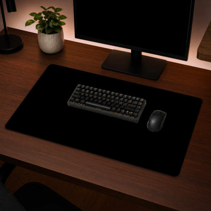 Tapis de bureau noir pur | Décoration intérieure élégante, espace de travail stylé