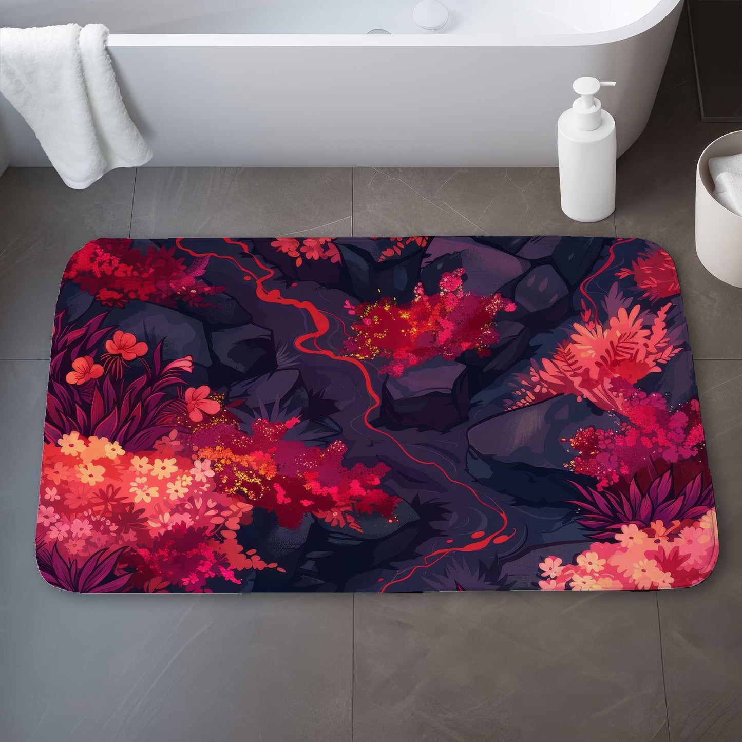 Burning Plants - Pink Bath Mat for Stylish Home Decor