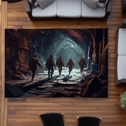 The Catacombs - Black Outdoor Area Rug for Home Decor