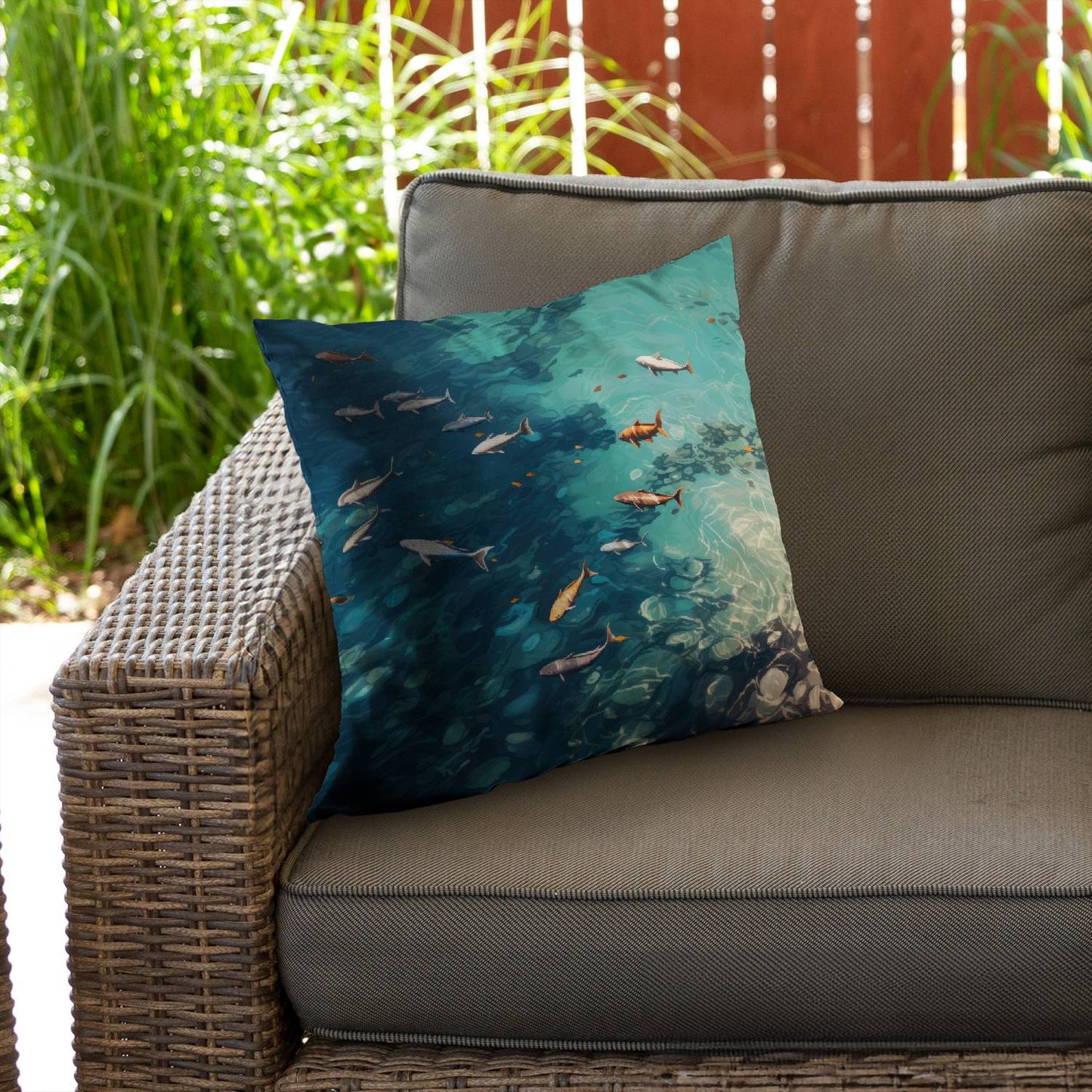 Swim ahead - Throw pillow - Print on demand