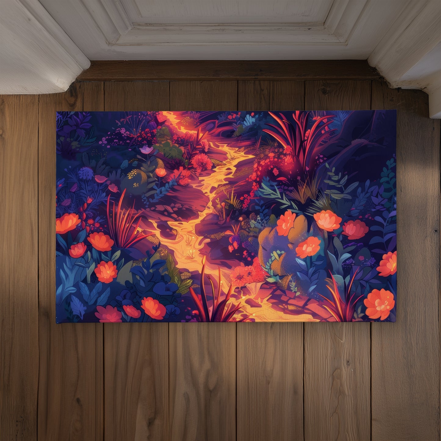 Burning Flowers Door Mat - Indoor Outdoor Home Decor Accent