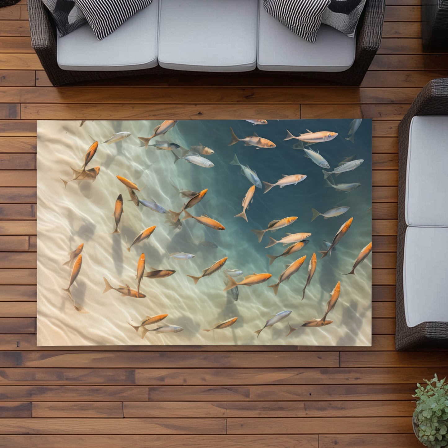 Away from the sand - Turquoise Outdoor Area Rug for Home Decor