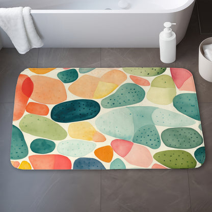 Seedy Shapes Turquoise Bath Mat - Stylish Home Decor Accent