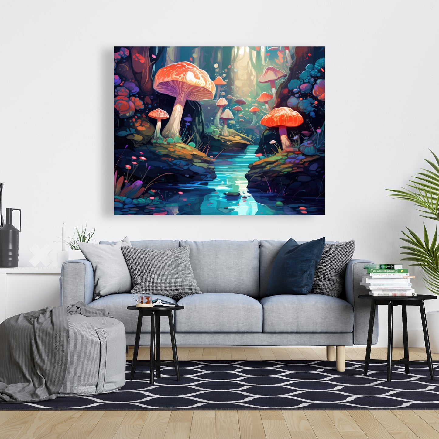 Whimsical Forest Red Canvas - Unique Home Decor Art Piece