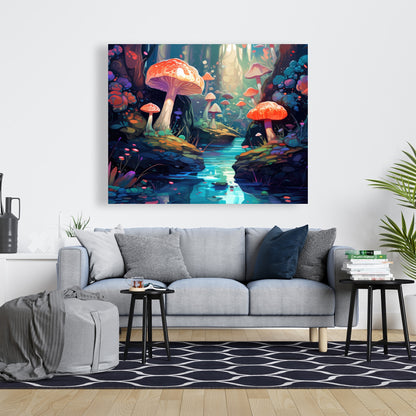 Whimsical Forest Red Canvas - Unique Home Decor Art Piece