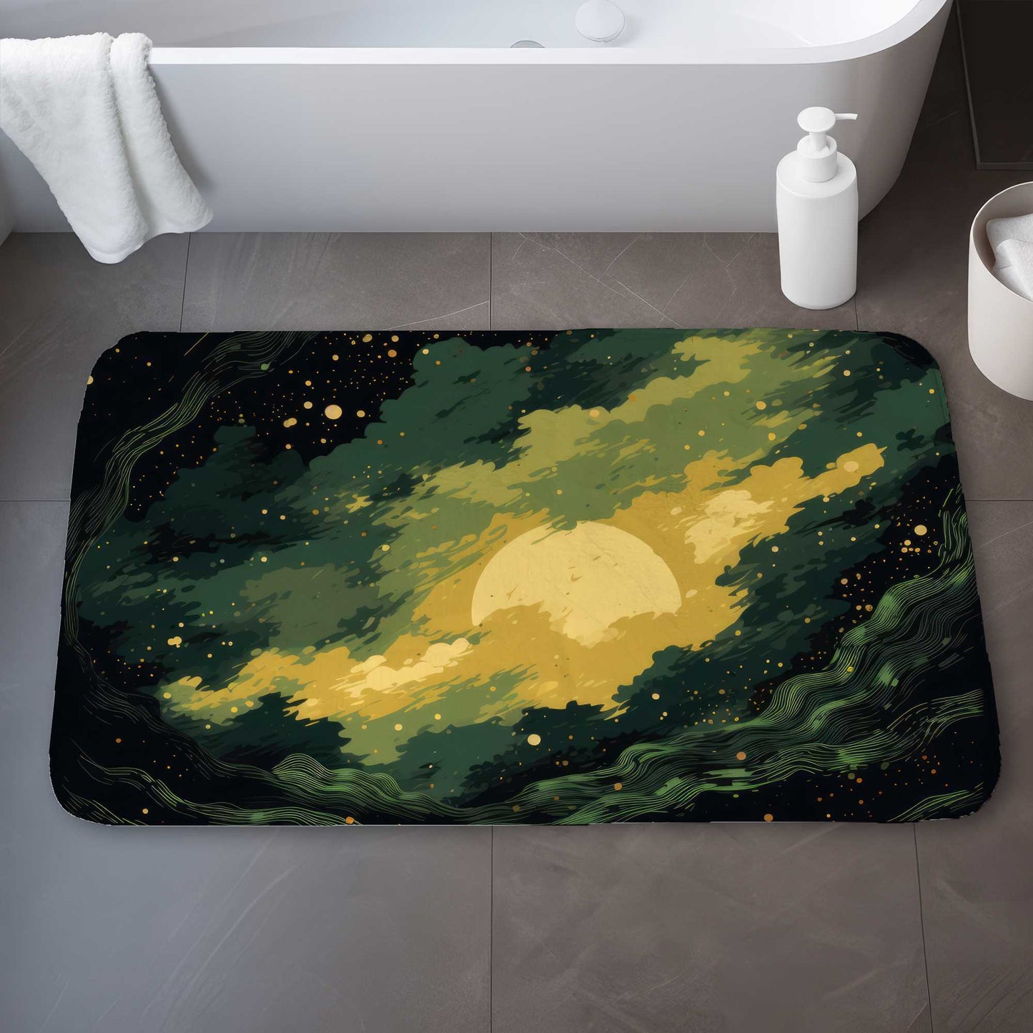 Cloudy Star Green Bath Mat - Stylish Home Decor Essential
