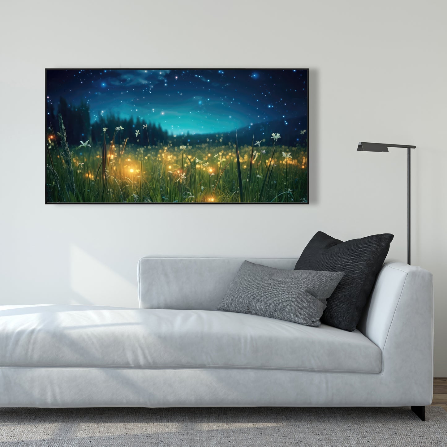 Fireflies at night - 36"x36" Framed canvas