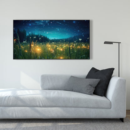 Fireflies at night - 36"x36" Framed canvas