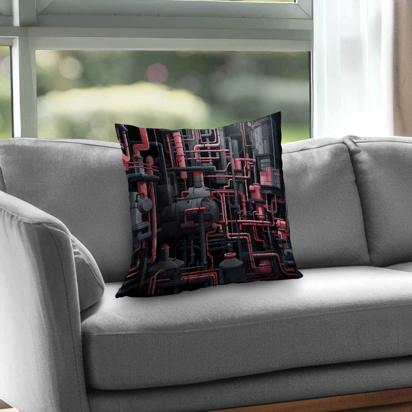 Dark pipes Gray poly twill throw pillow insert for home
