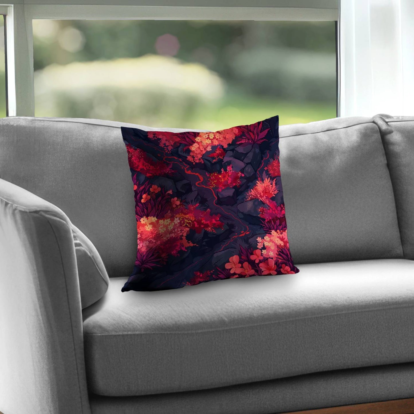 Burning Plants Poly Twill Throw Pillow - Home Decor Accent