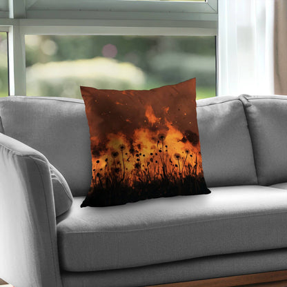 Ablaze Poly Twill Throw Pillow - Stylish Home Decor Accent