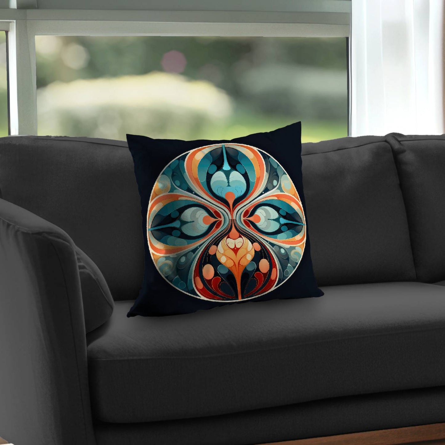 Hues and curves - Throw pillow - Print on demand