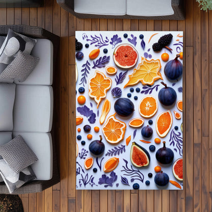 Fruity Skins Blue Outdoor Area Rug for Home Decor | Stylish Rugs
