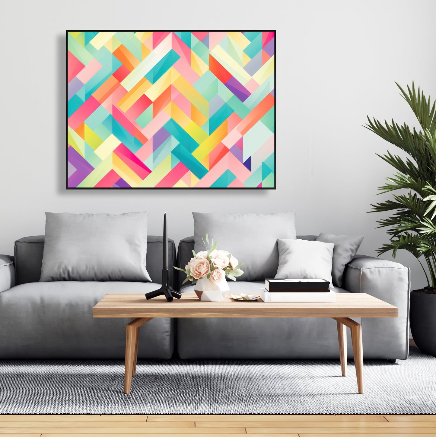Stripe Harmony - Orange Framed Canvas for Home Decor