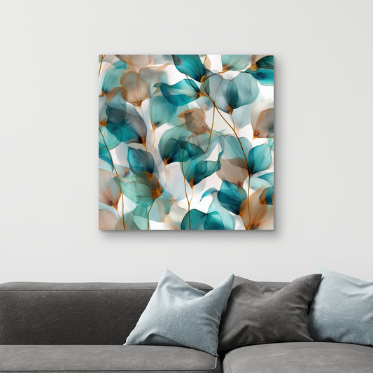 Teal and Brown Gold Canvas Wall Art for Home Decor