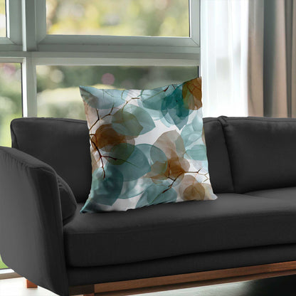 Translucent Leaves Gold Poly Twill Throw Pillow - Home Decor