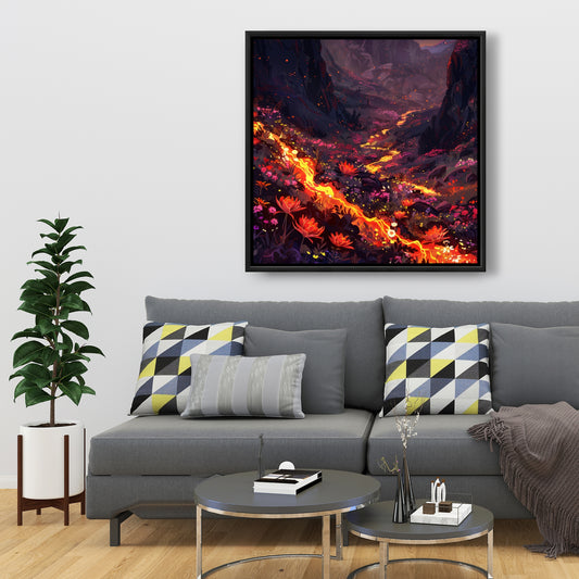 Bloom and eruption - 36"x36" Framed canvas