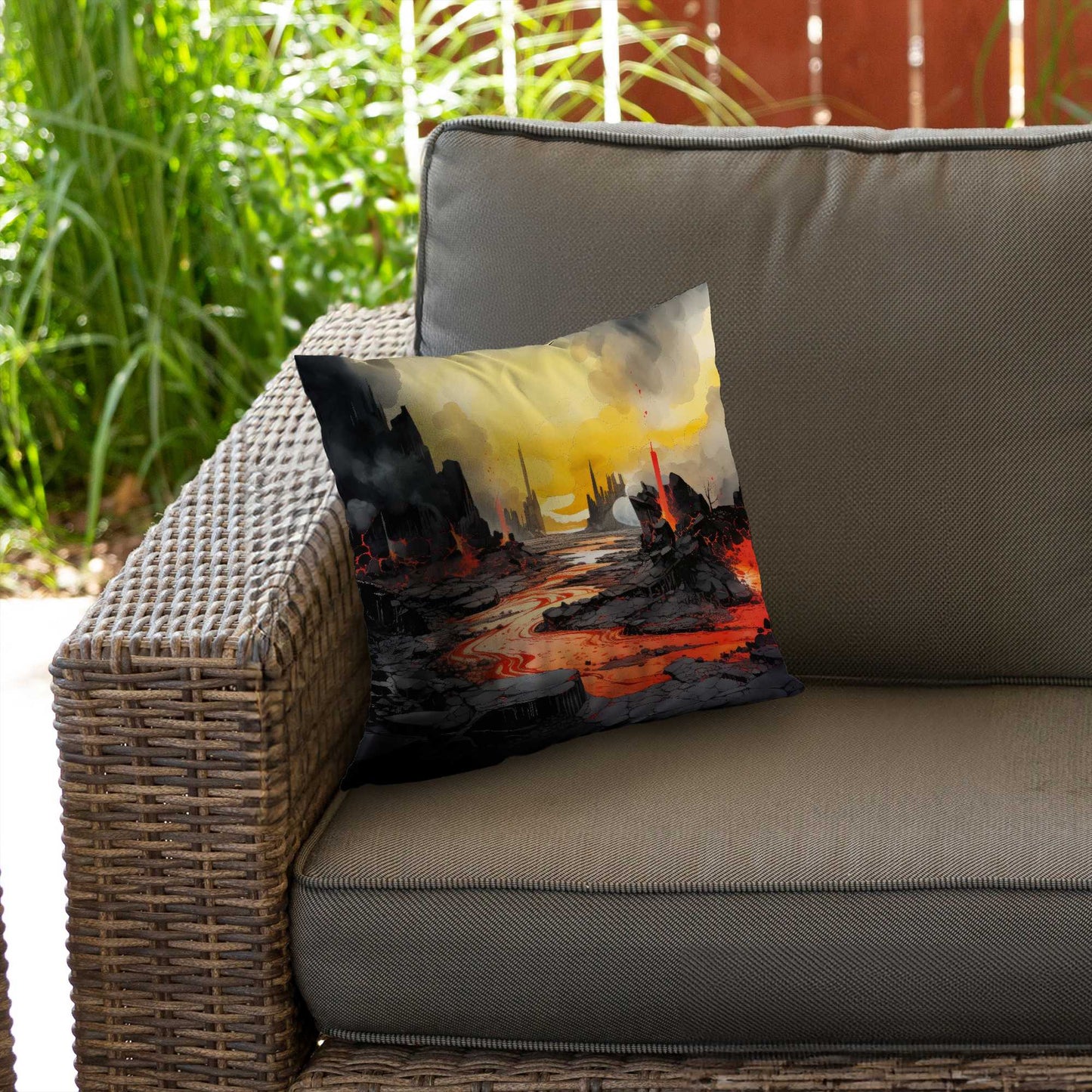 Charred Yellow Poly Twill Throw Pillow - Home Decor Insert