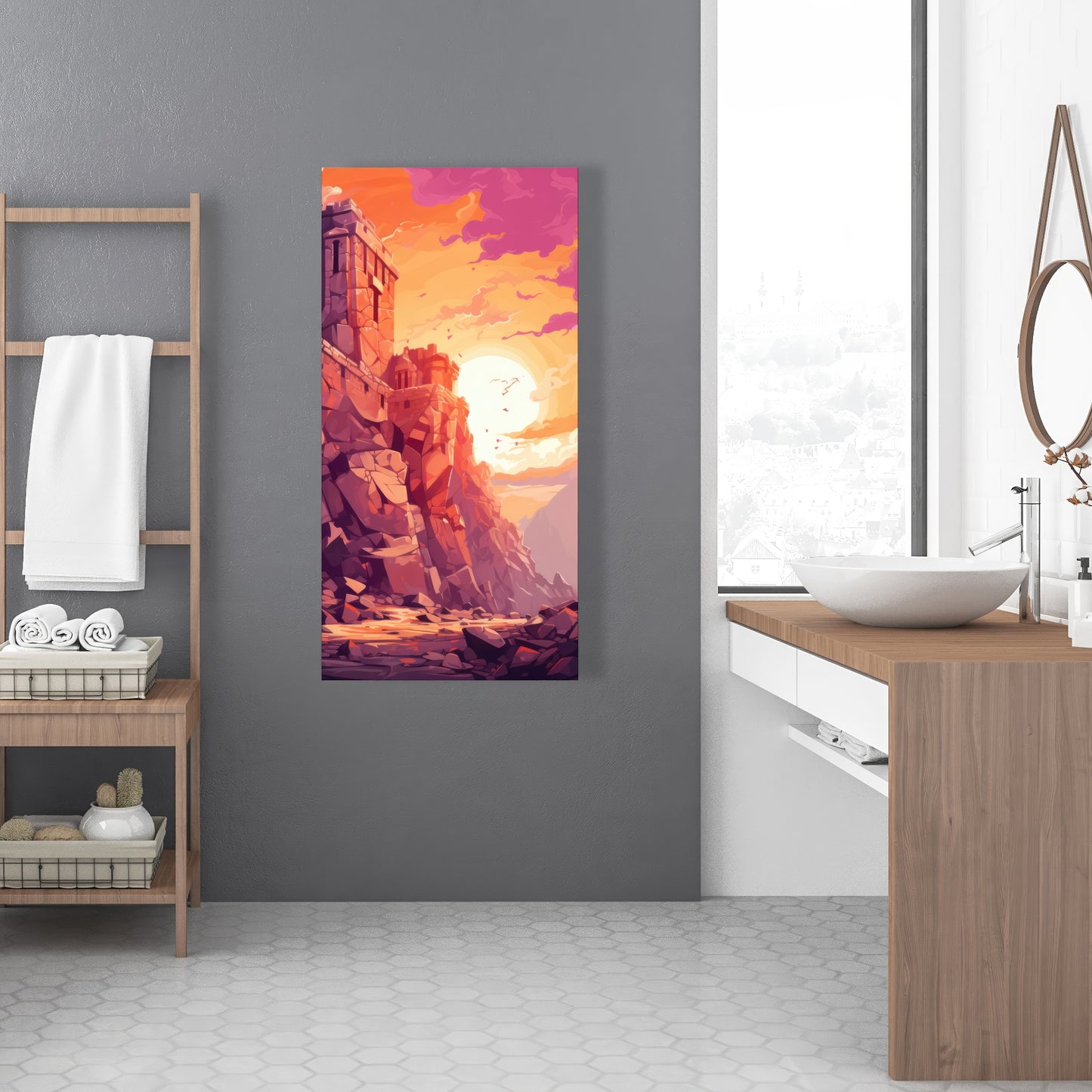 The Setting Rampart - White Canvas | Stylish Art