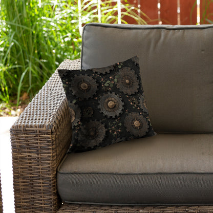 Cog Pattern Gray Poly Twill Throw Pillow Insert | Home Decor
