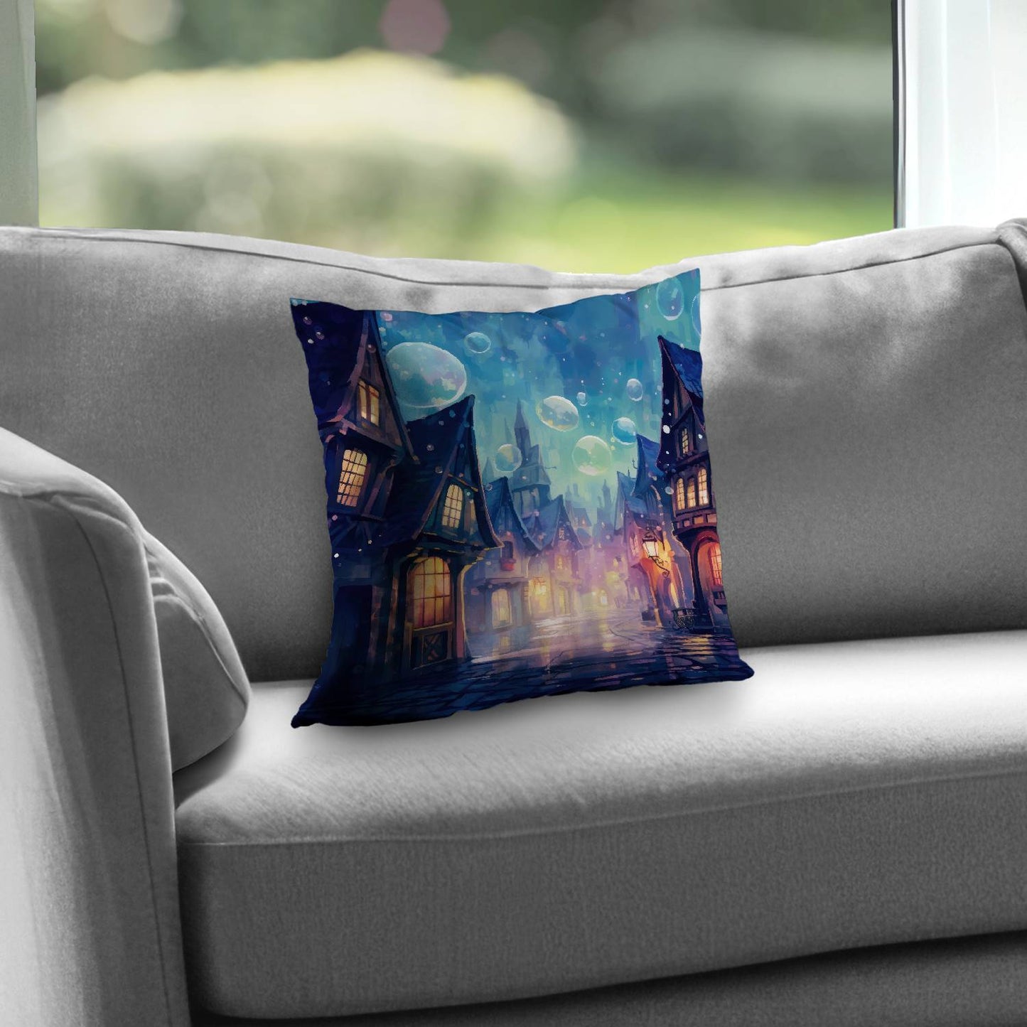 Bubble ville - Throw pillow - Print on demand