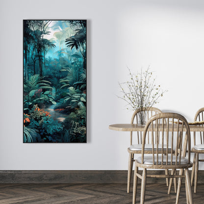 Deep in the Jungle - Blue Framed Canvas for Home Decor
