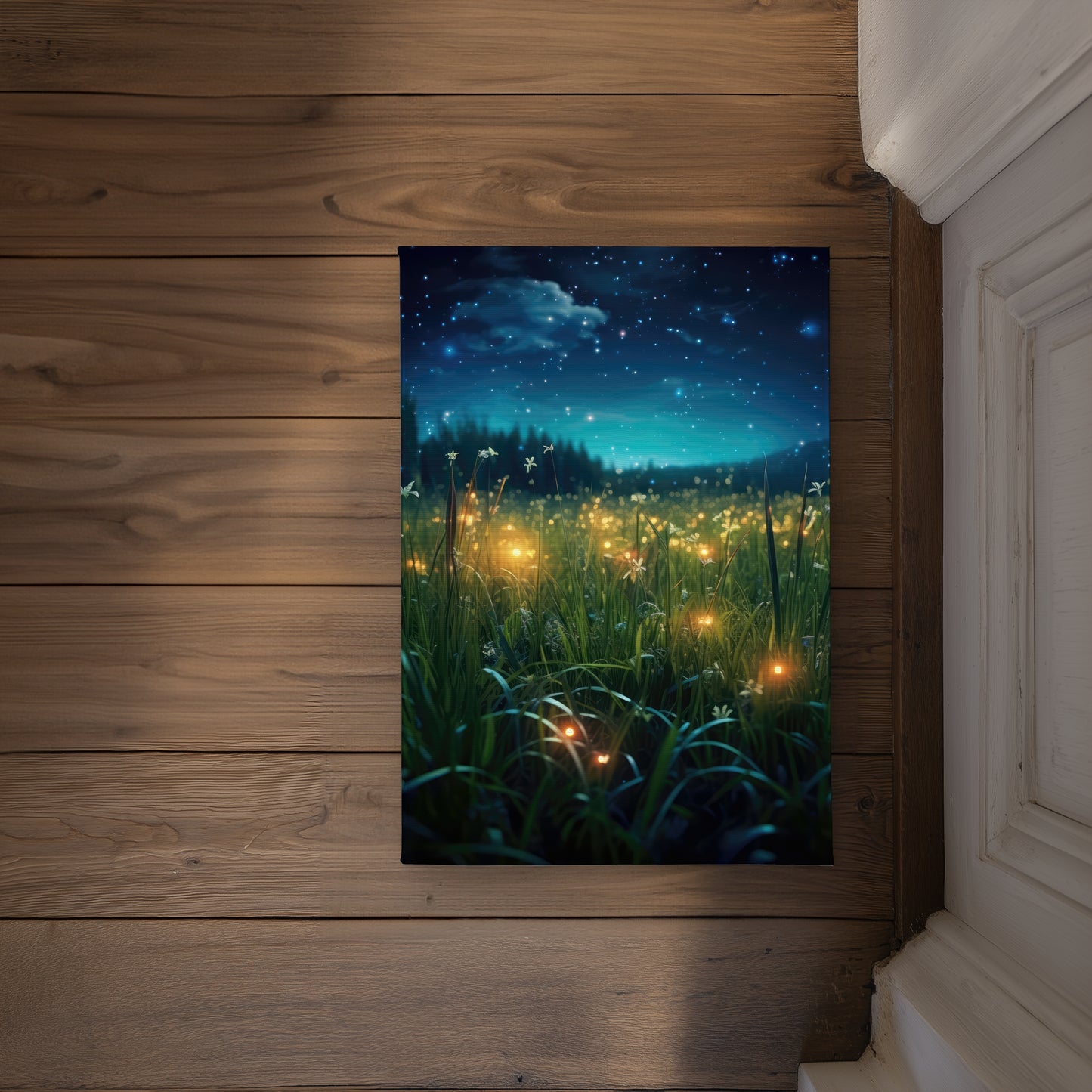 Fireflies at Night Door Mat - Black Indoor Outdoor Decor