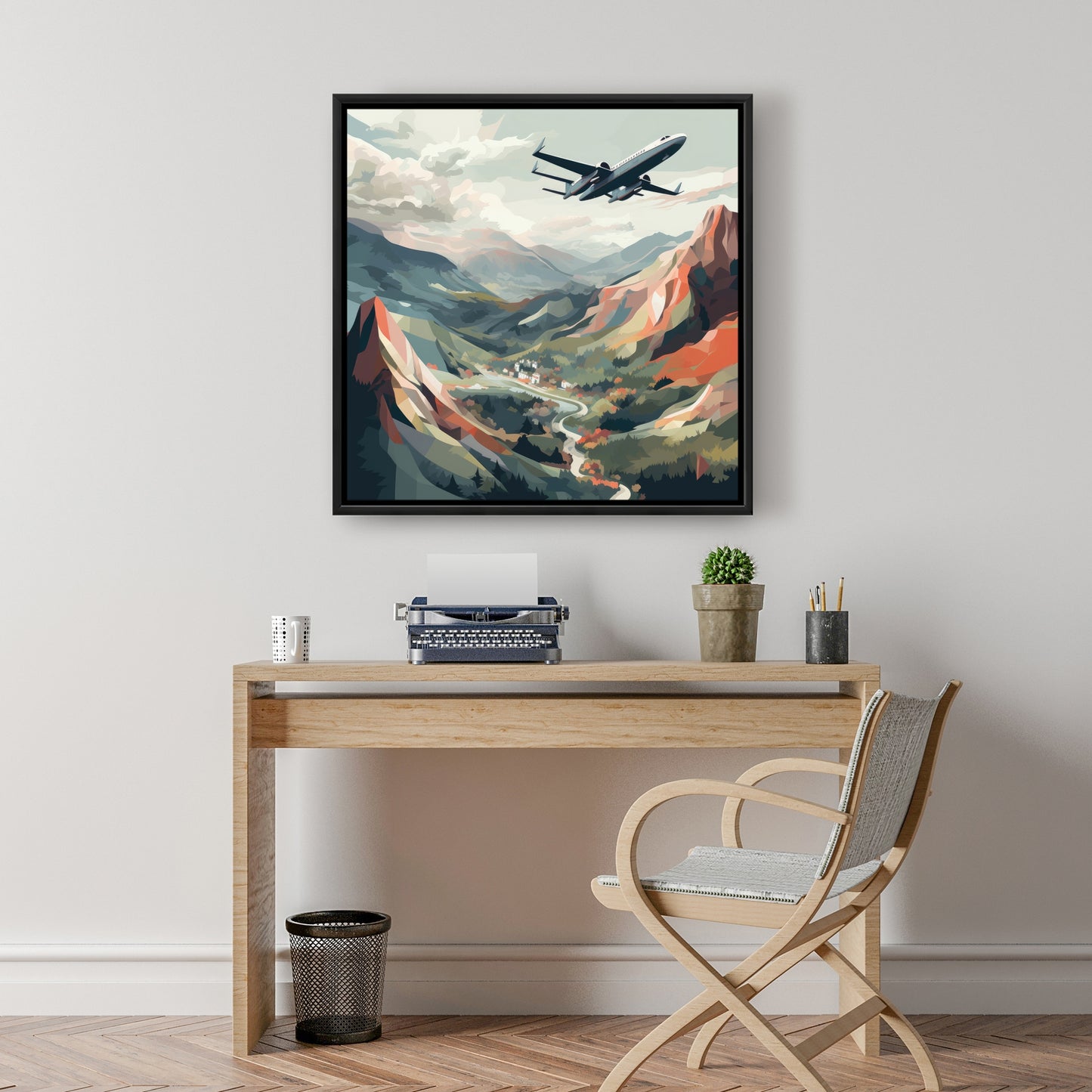 Shallow Flight - Green Framed Canvas Home Decor Art