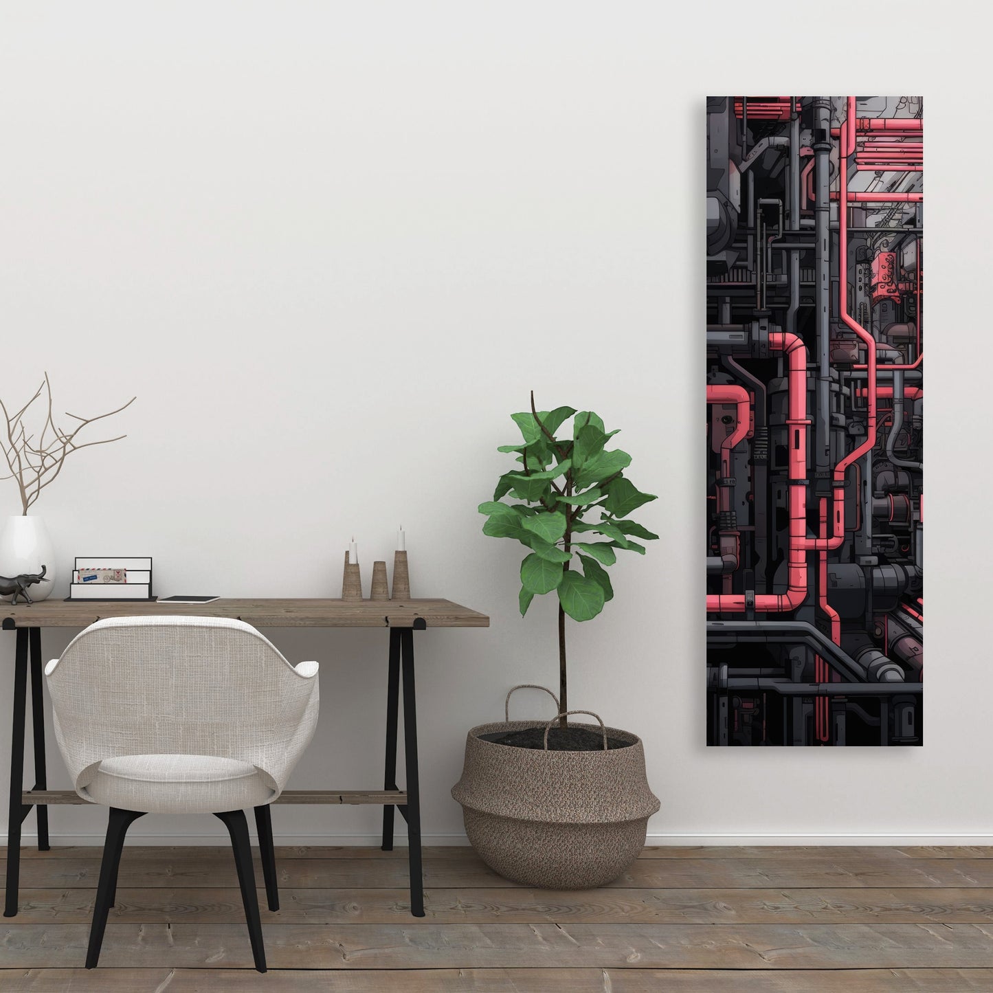 Tubular Nightmare - Gray Canvas Art for Home Decor