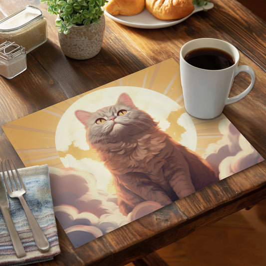 Intangible Purr - Gray Polyester Placemat for Home Decor