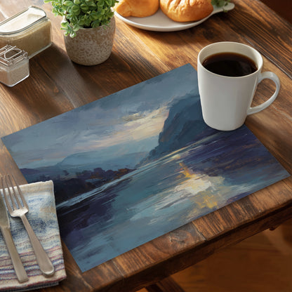 Obscure Blue Polyester Placemat for Stylish Home Decor