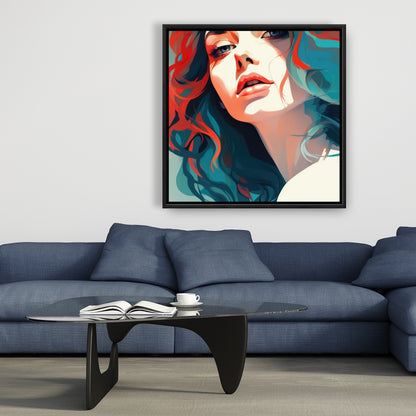 Dangerous Lips - Turquoise Framed Canvas Home Decor Art