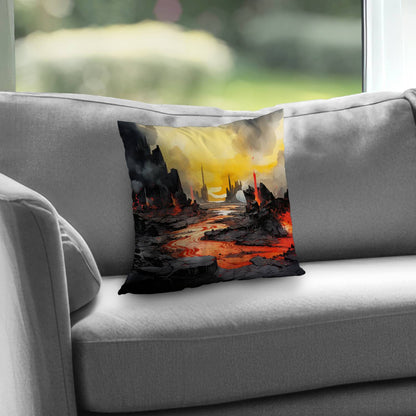 Charred Yellow Poly Twill Throw Pillow - Home Decor Insert