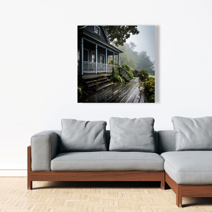 Rainy Porch - Brown Canvas Home Decor for Cozy Spaces
