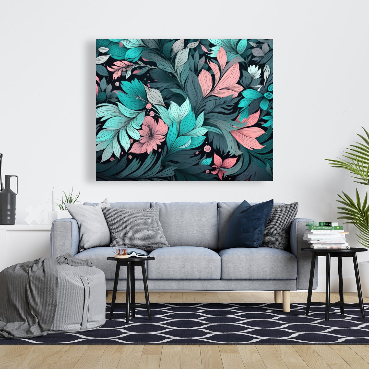 Neon Leaves - Pink Canvas Art for Stylish Home Decor