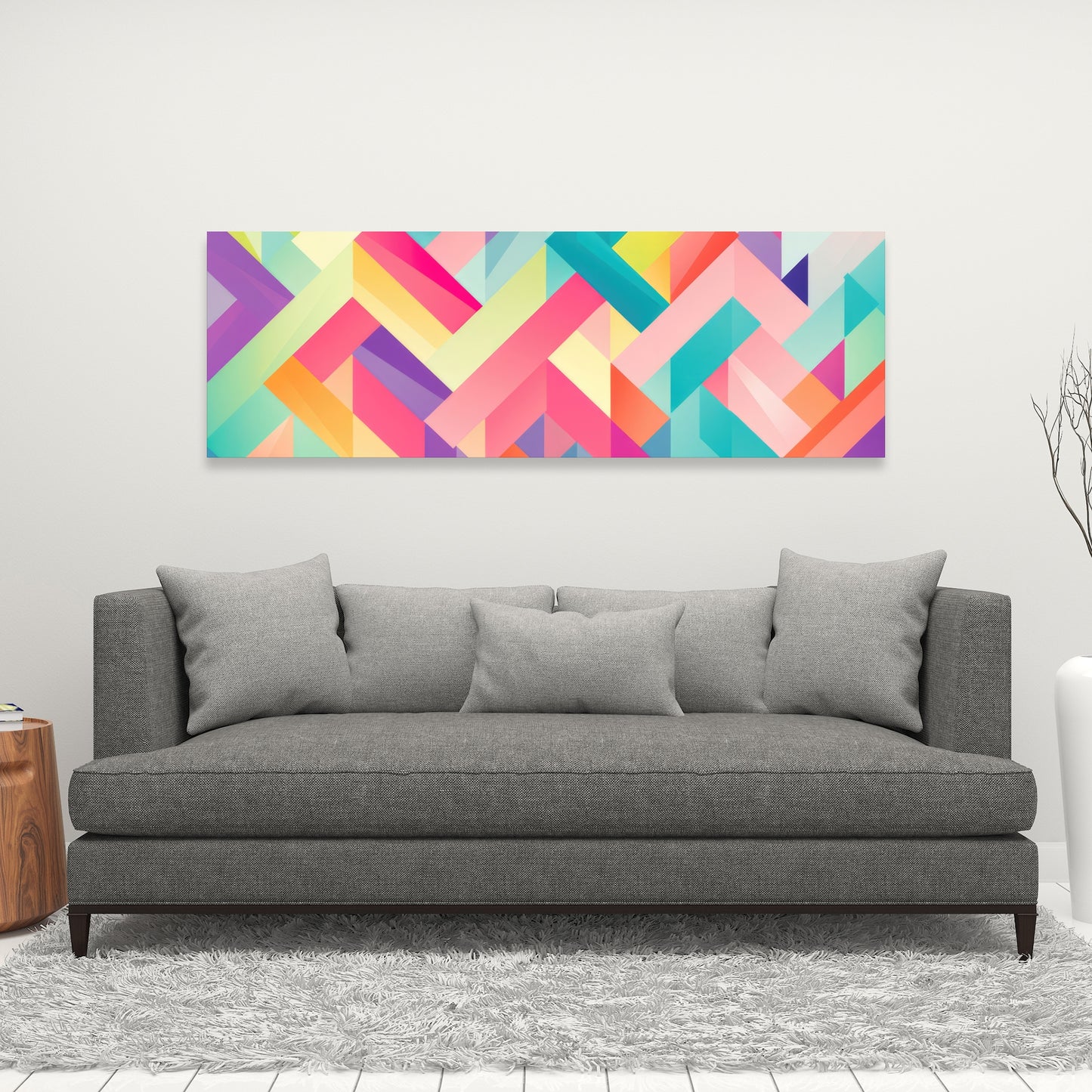 Stripe Harmony - Turquoise Canvas Wall Art for Home Decor