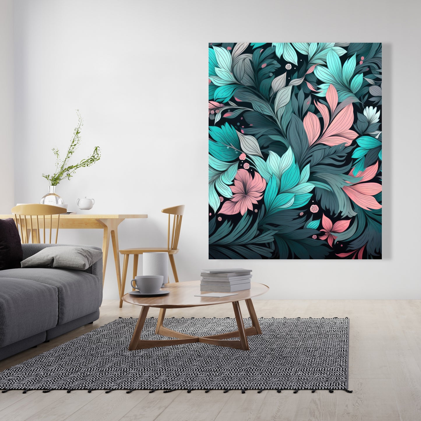 Neon Leaves - Pink Canvas Art for Stylish Home Decor