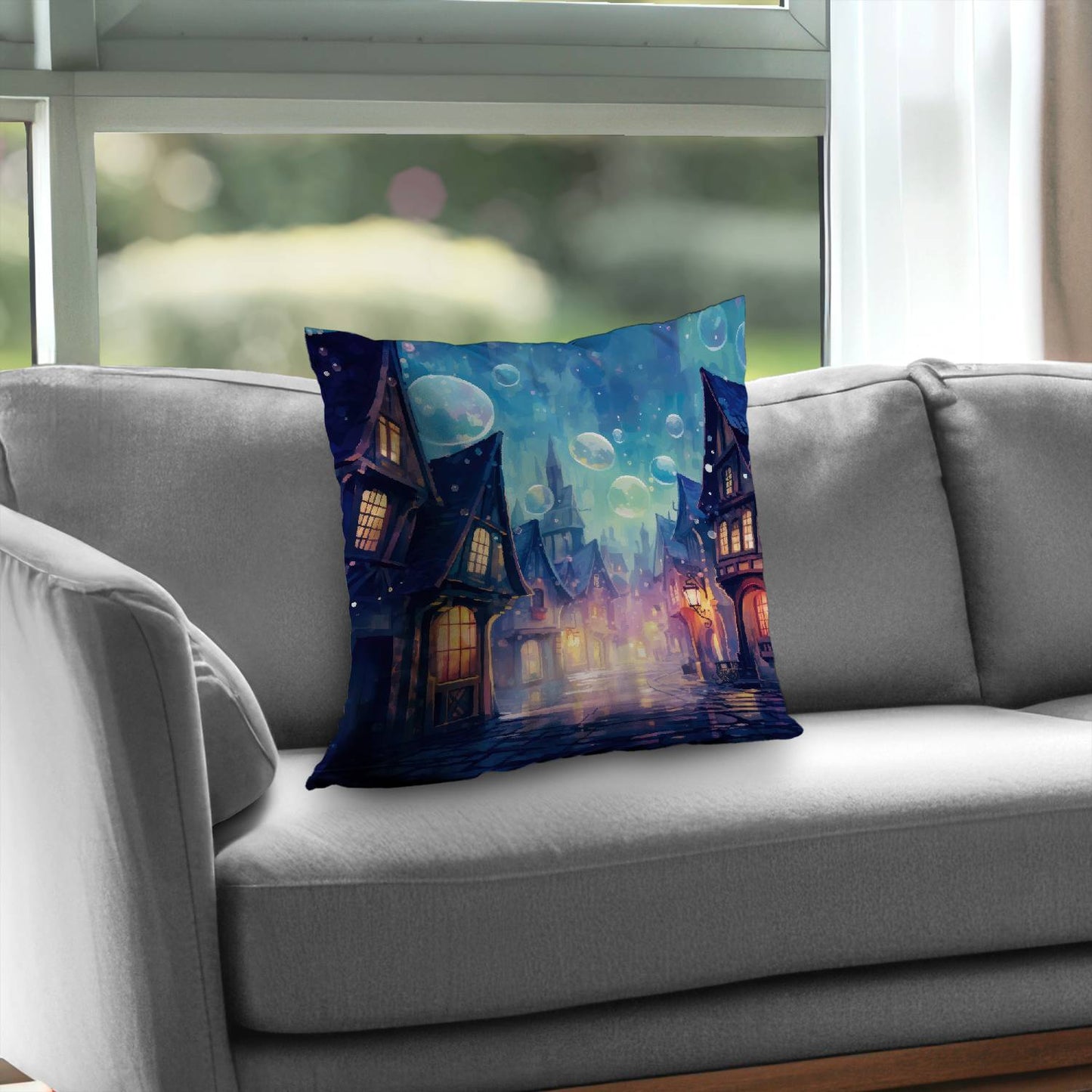 Bubble ville - Throw pillow - Print on demand