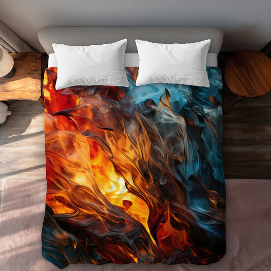 Crystallized Fire Gold Duvet Cover | Elegant Home Decor