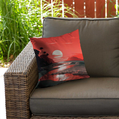 Blood Sun Poly Twill Throw Pillow - Stylish Home Decor