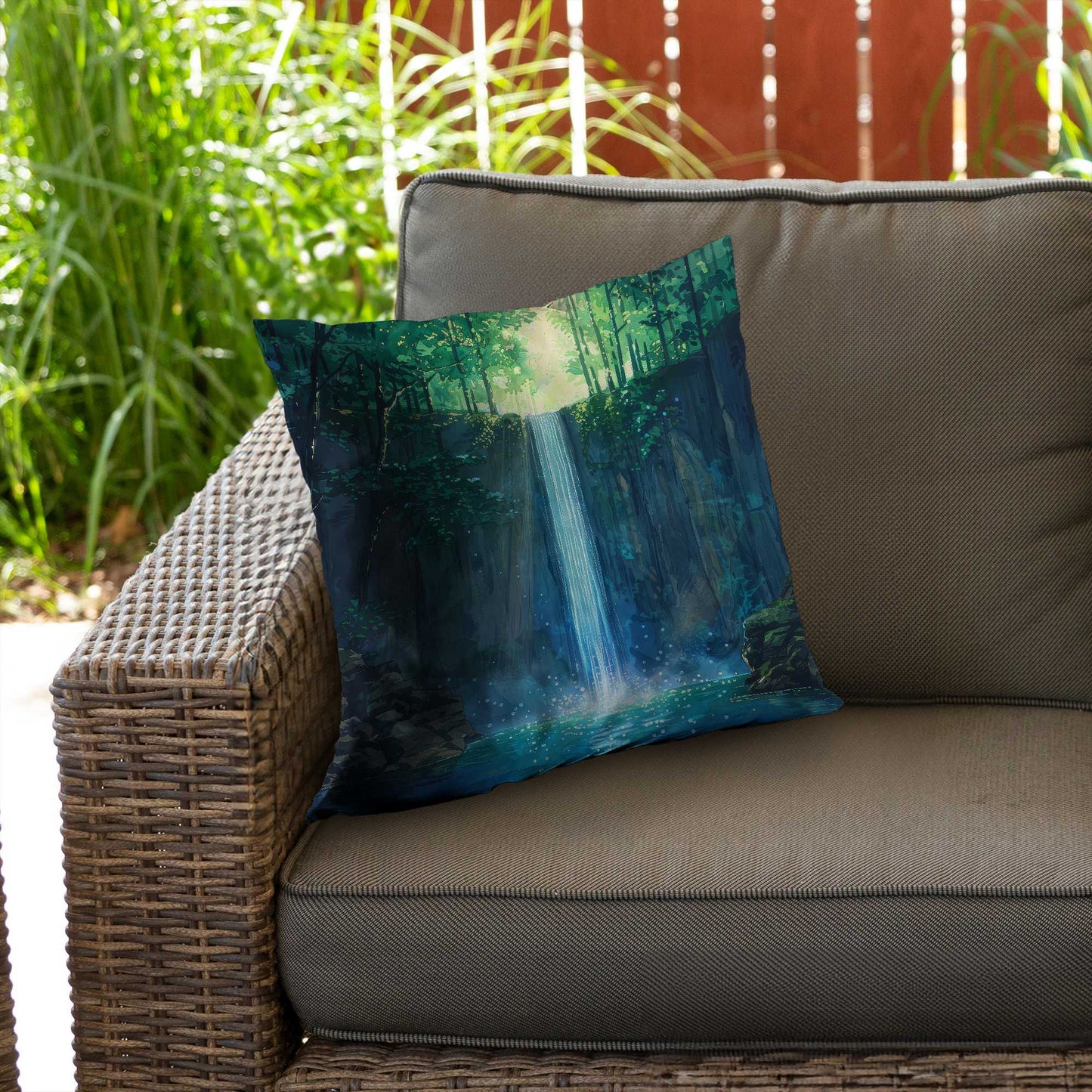 Coussin décoratif en sergé de polyester effet cascade - Décoration élégante pour la maison