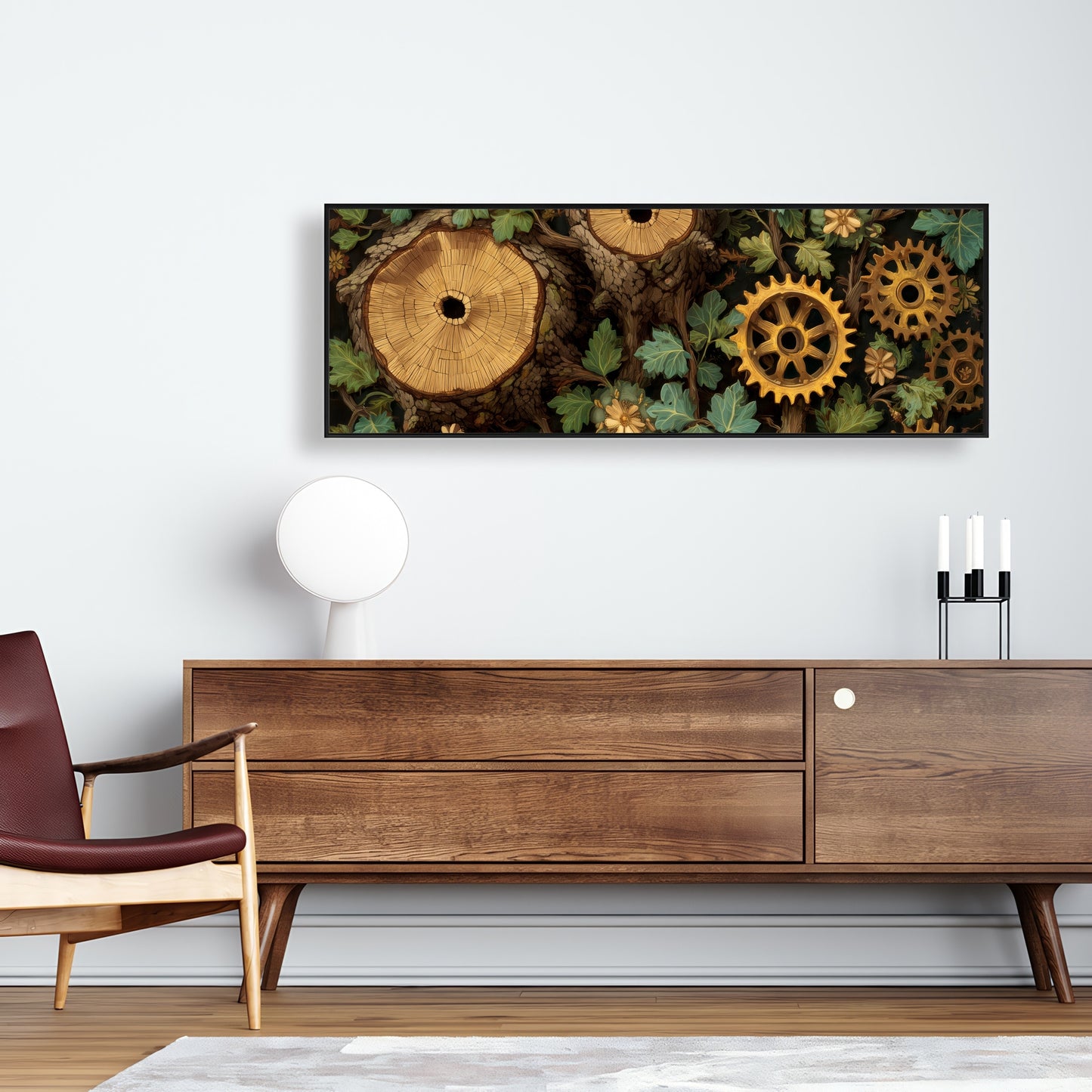Hiding Gears - Brown Framed Canvas Art for Home Decor