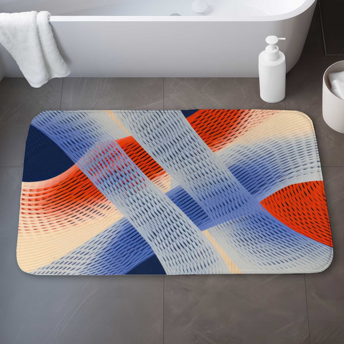 Abstract Threading Blue Bath Mat | Stylish Home Decor Accent