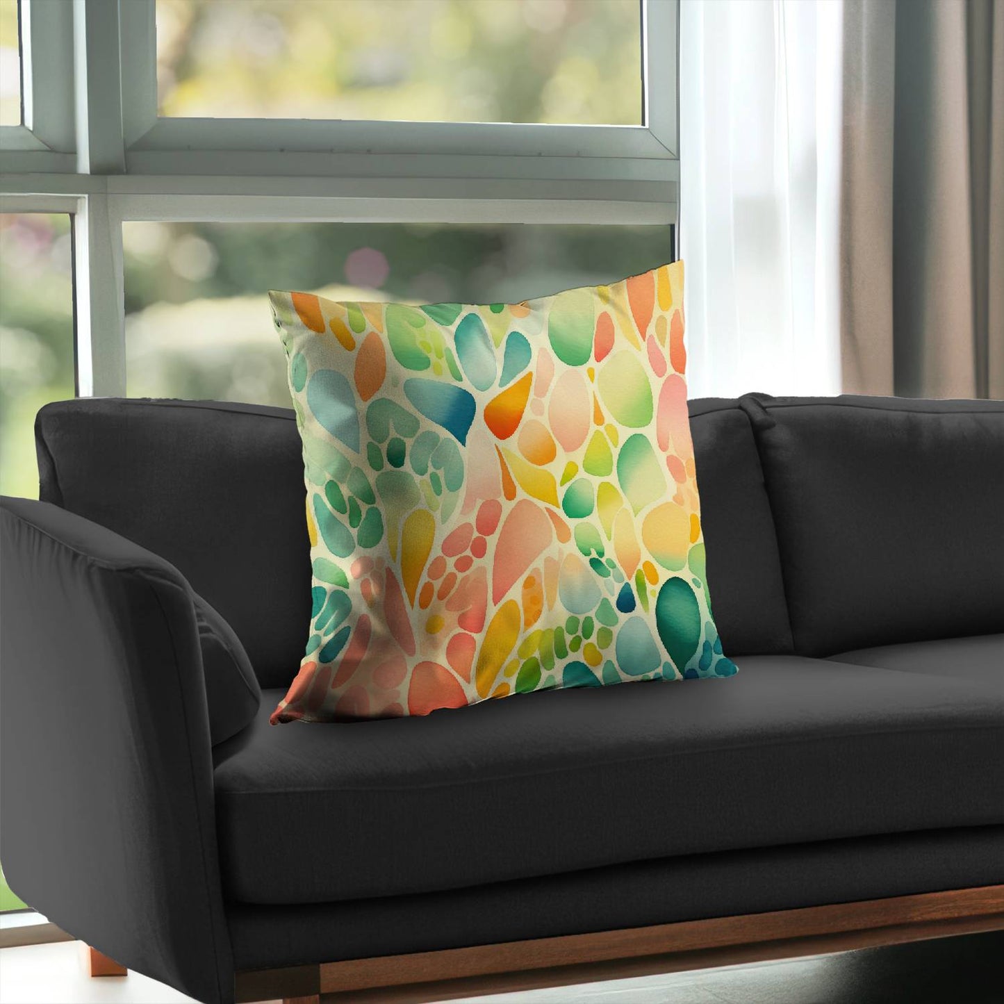Coussin décoratif en sergé de polyester à motifs de fruits biologiques | Accessoire de décoration intérieure
