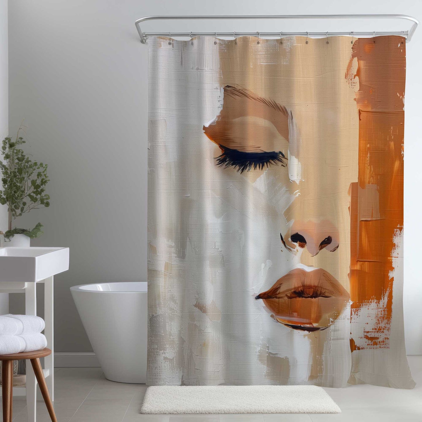 Rideau de douche beige clair pour une décoration élégante | Design raffiné