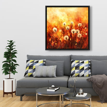 Dandelion fire - 36"x36" Framed canvas